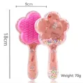 Cute pink cartoon detangling hairbrush with flower design and colorful sand beads - 02-Couples