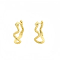 Orecchini a cerchio a serpente in argento S925 placcato oro con scaglie e piccoli cristalli - Oro