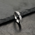 Silver stainless steel band ring featuring a single row of sparkling white zircons - US 5 / Single Row Steel Color