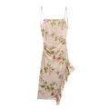 Florales Spaghettiträger-Maxikleid mit Rückenausschnitt und gerafftem Blumenmuster - S / Aprikose