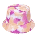 Pink and orange tie-dye bucket hat in cotton canvas with reinforced brim stitching - 58cm / Rose Red