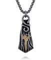 Collana vichinga vintage con simbolo Algiz dorato e ciondolo rustico nero argento - Bicolore Argento Oro (Senza Catena)