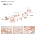 Pettine per capelli da sposa dorato con fiori bianchi, perle e strass in vista dettagliata - Stile Foglia 19cm / Oro Rosa (HS-J6844RG)