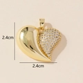 Detailed dimensions of 2.4cm gold heart pendant with cubic zirconia stones - 0228-14/Gold Half-Smooth Half-Zirconia