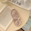 Beige low-cut invisible socks with black polka dot pattern for women - One Size / Khaki