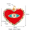 Red heart pendant with devil's eye design and color zircon in gold plated copper finish - Red Heart Gold L295191-G