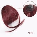 Air bangs hair extension in 99J wine red with sideburns and secure black BB clip - With Sideburns - Burgundy/99J