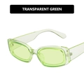 Retro rectangle sunglasses in transparent green frame with matching tinted lenses - Transparent Green