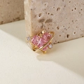 Colgante de corazón de circón rosa con marco dorado sobre fondo de piedra natural - 1# Corazón de Diablo
