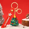 Cute Christmas tree snowman keychain with a red silicone wristband and gingerbread man detail - Festive Christmas Tree