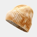 Orange and white tie-dye ribbed knit beanie with folded cuff for winter warmth - Color 13 (Orange Brown Gradient)