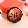 Mini round basketball coin purse with realistic leather texture and black zipper closure - Basketball