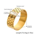 Detail of 18k gold plated honeycomb bangle with white seashells and Czech diamonds - Z335-Honeycomb White Seashell / Gold