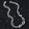 Collana a catena cubana argento con cristalli scintillanti su sfondo nero lucido - Collana (45 cm) / Argento