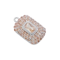 Macro shot of silver rectangle pendant with champagne zircon stones and micro-pave setting - Silver Champagne Zircon