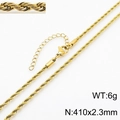 Gouden roestvrijstalen koordketting armband met karabijnsluiting, 410x2,3mm maat en 6g gewicht - 2.3mm Dikke 41cm Ketting / Goud