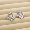 Irregular textured silver titanium steel stud earrings with modern folded metal design - R181 Wrinkle Style 1 / Steel