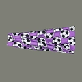Purple elastic yoga headband featuring black and white soccer ball pattern design - Large Soccer Purple