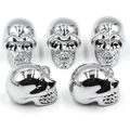 Set of five polished silver metal skull knobs displayed on a clean white background - No.8 (Silver Metallic)