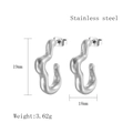 Silver vintage C-shaped stainless steel earrings with irregular fluid wave design - Silver Irregular Wavy Texture
