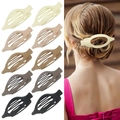 Oval duckbill hair clips set in 5 colors including beige, brown, and black finishes - Set 3 (Pack of 10)