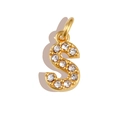 Close-up of a gold letter S pendant with sparkling round zircons and a secure bail - Letter S / Gold