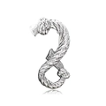 Silver vintage twisted rope brooch with detailed nautical knot and fringe finish - Antique Silver Twist Rope (QT0339)