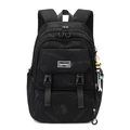 Mochila escolar negra grande para niñas con patrón de oso y logo Our Youth - Negro (con colgante)