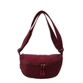 Bolso bandolera de nailon rojo vino oscuro con doble cremallera y correa ancha - Rojo