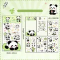 Cute panda PET sticker set including 4 sheets and 1 backing card for DIY journals - Naughty Panda (4 Stickers + 1 Base Card)