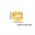 Detailed dimensions of gold-plated stainless steel woven ring with width and weight info - Adjustable Open / Hollow Woven Texture Style (TYGR0211)