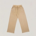 Dettaglio dei pantaloni in velluto a coste kaki con vita elastica e coulisse regolabile - XS / Deserto Sbiadito