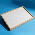 Bamboo jewelry display tray with white perforated panel for earrings and studs - 216-Hole Earring Tray