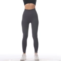 High-waisted dark grey yoga leggings with seamless compression and tummy control design - Dark Gray