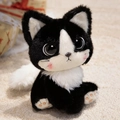 Peluche gatto carino stile mucca bianco e nero con impronte rosa e grandi occhi - 25cm / Gatto Nero - Stile Bianco