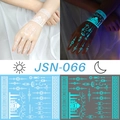 Luminous henna tattoo JSN-066 with Taj Mahal and moon design in day and night views - JSN-066 (Taj Mahal Lantern)