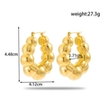 Golden textured bubble hoop earrings in stainless steel with dimension measurements - ER-1418 Bubble Hoop