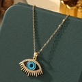 Collier en titane doré avec pendentif œil turc et détails de cils délicats - A19-or