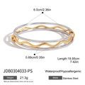 Dreiteiliges Edelstahl-Armreif-Set mit einem goldenen gewellten und zwei silbernen Ringen - Gold und Silber Wellen-Kombination (JDB0304033-PS)