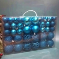 Blue Christmas ball set with glitter and matte finishes in a clear carrying case - 100pcs PVC Boxed (Lake Blue)