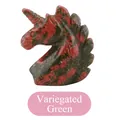 Unakite unicorn head sculpture with natural pink and green mottled stone texture - Unakite Unicorn