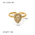 Anillo dorado ajustable con cristal en forma de pera y pavé de circonitas - Gota de agua Blanca (HF-J1293-WT)