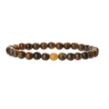 Vue détaillée du bracelet en perles de pierre d'oeil de tigre naturelle polie brune - Bracelet en pierre œil de tigre