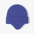 Navy blue winter knitted ear protection hat with thick cuff and warm ribbed texture - One Size / Sky Blue (22B033)