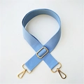 Adjustable light blue fabric shoulder strap with gold metal hooks on white background - Light Blue