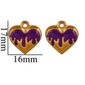 Golden heart pendant with purple melting enamel detail and dragon scale texture, 17mm size - Gold Purple Melting Heart
