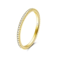 Eternity band ring in gold finish with sparkling white zircon inlays on S925 silver - US 5 / Gold Round Pave Style (SR63-14K)