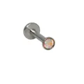 Roestvrijstalen labret piercing met glanzende AB regenboog strassteen en platte basis - 1.2x6x3mm / AB Zirkoon