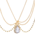 Vintage gold multi-layer forehead chain with teardrop crystal pendant for brides - Gold Bohemian Teardrop Headpiece (02 KC Gold 6055)