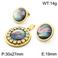 Set di gioielli dorati con cuore in resina verde acqua e cristalli brillanti - Set Blu-Verde con Strass (KS201188-GG)